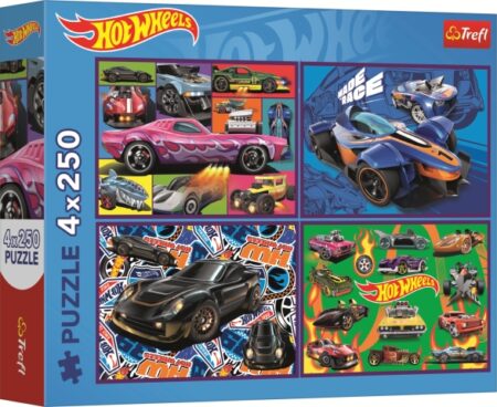 Puzzles - "4x250" - Racing cars / Mattel Hot Wheels